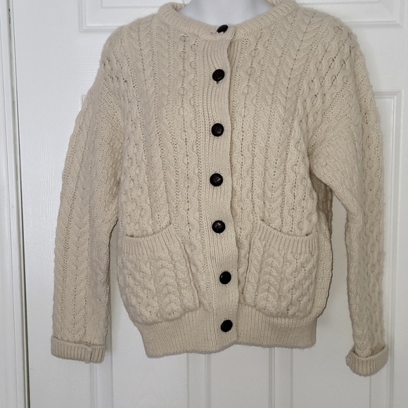 Aran Country Sweaters - Aran County pure wool cardigan. Made in Ireland. Cable knit. Size small.